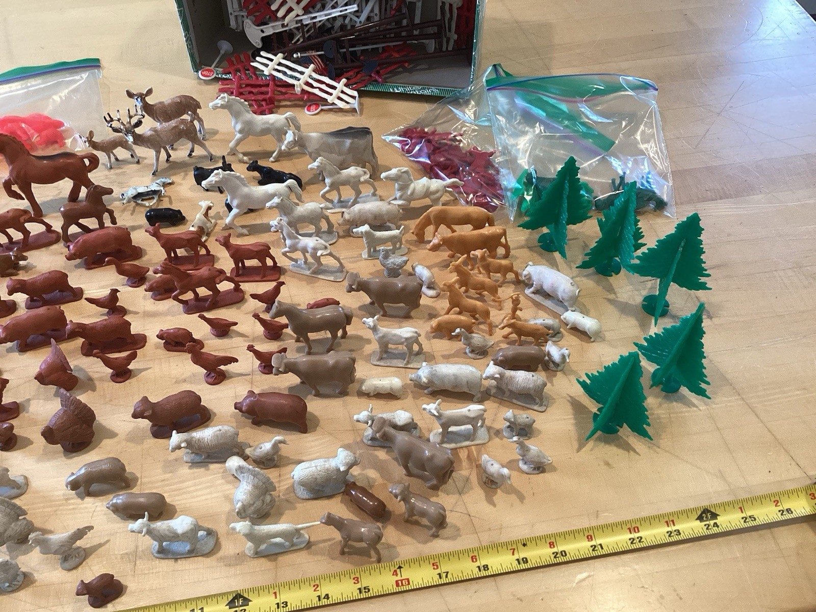 miniature animal figurines Big lot Vintage Farm Train Cows Horses Deer Pigs