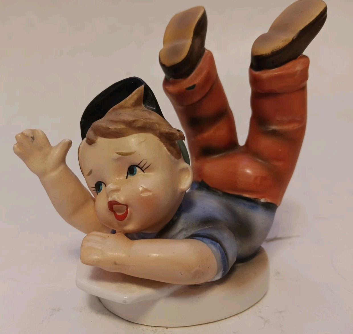 Vintage Porcelain Baseball Figurine – Boy Sliding into Base – 4 in. tall