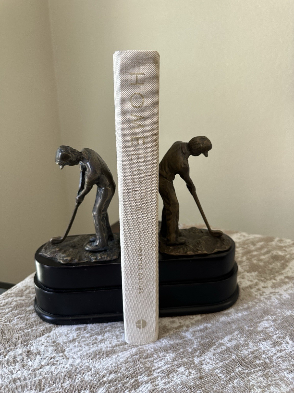 Vintage Decorative Crafts Bronze Golf Golfing Golfers Bookend Set of (2)