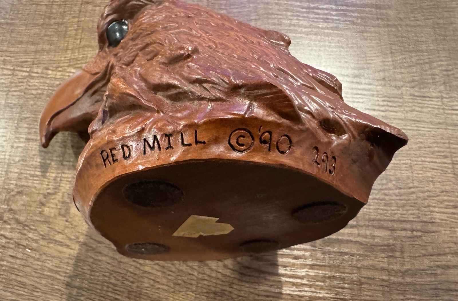Vtg Red Mill Mfg Eagle Bust Brown Pecan Shell Resin Handcrafted Carving USA