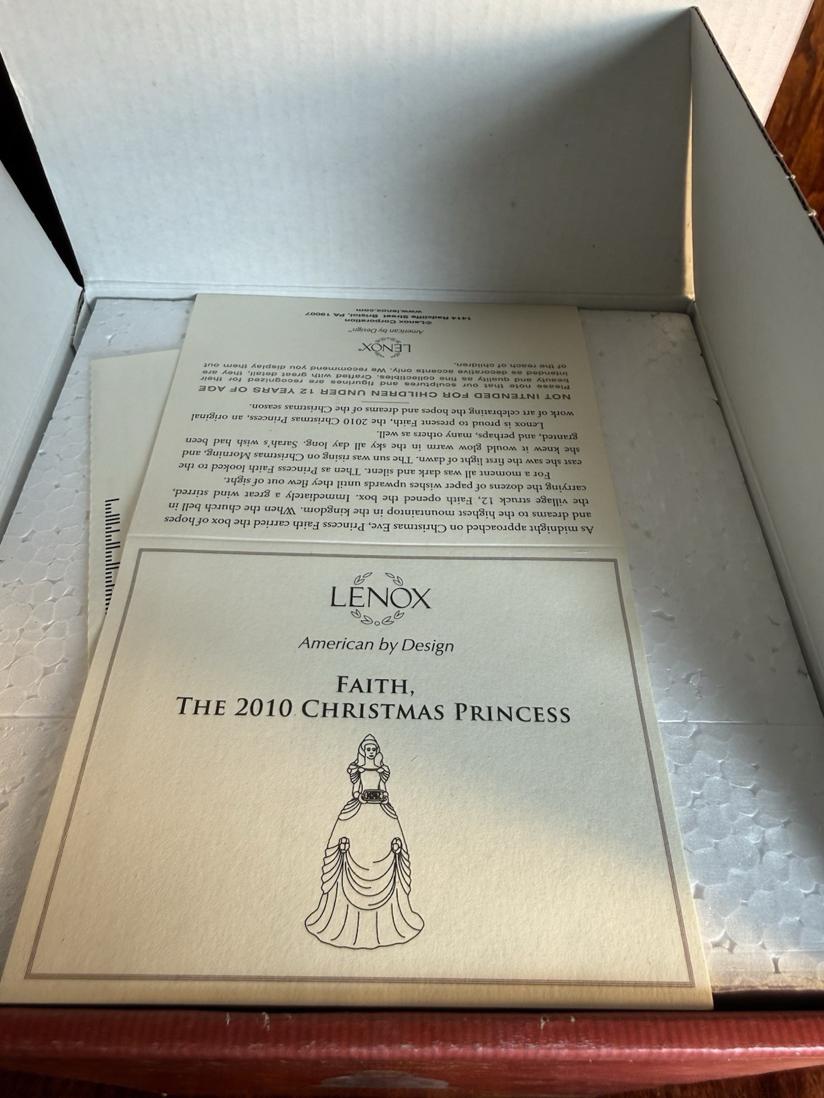 NEW Limited Edition Lenox 2010 FAITH Christmas Princess Fine Porcelain W/COA