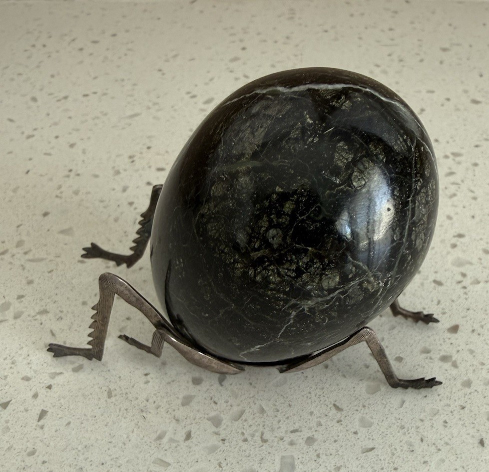 T.R-50 Mexico VRS 925 Sterling Silver Beetle Figurine Black Stone Body 19.7g