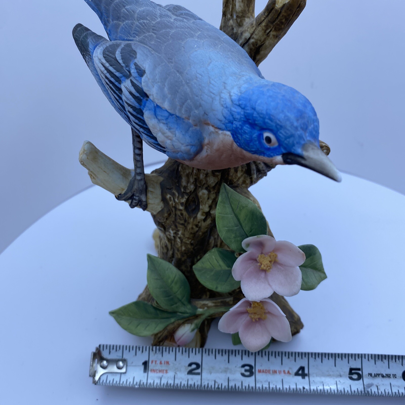 Vintage Ceramic Bluebird on Branch Figurine Ethan Allen Made in Japan AS IS