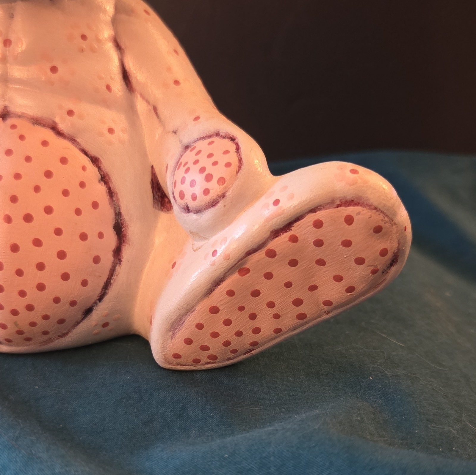 Kimple Mold Bunny Rabbit Figurine Girl Pink Quilted Vintage Hand Painted Ceramic