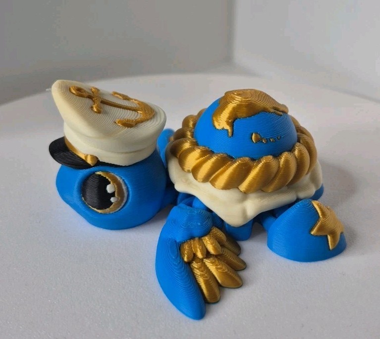 3D Printed Marines Turtle Figurine – 4″ Navy/Marine Theme Collectible