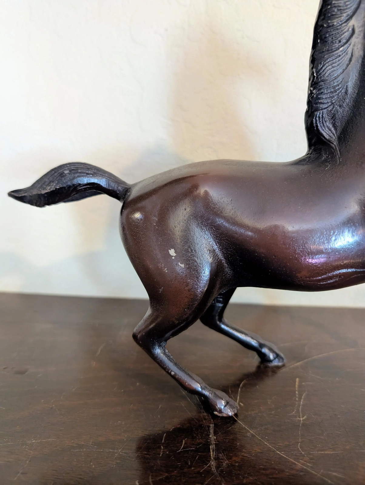 Vintage Japanese Cast Metal Horse Sculpture, Prancing Horse Figure