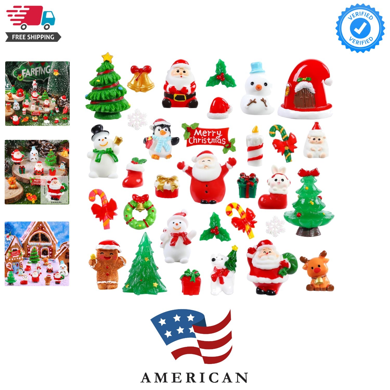 32Pcs Christmas Miniature Figurines, Mini Resin Figurines to Hide Small Resin…