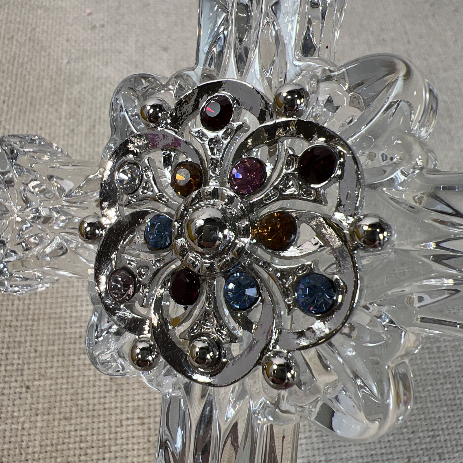 Lenox Full Lead Crystal Cross with Multi-Colored Crystals, Made in Germany 7.5”
