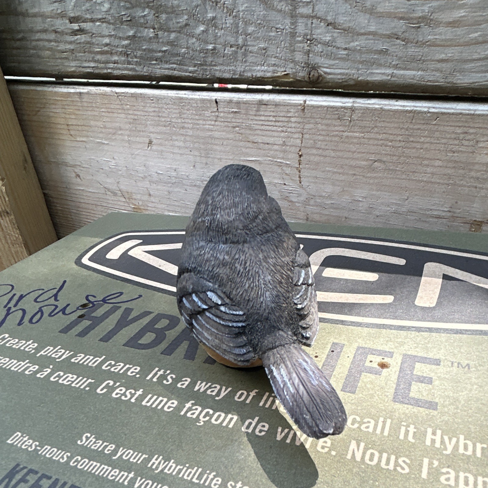 Hand Painted Matte Resin Bird Figurine, Gray Yellow Orange, 3D Effect, 1 Pack