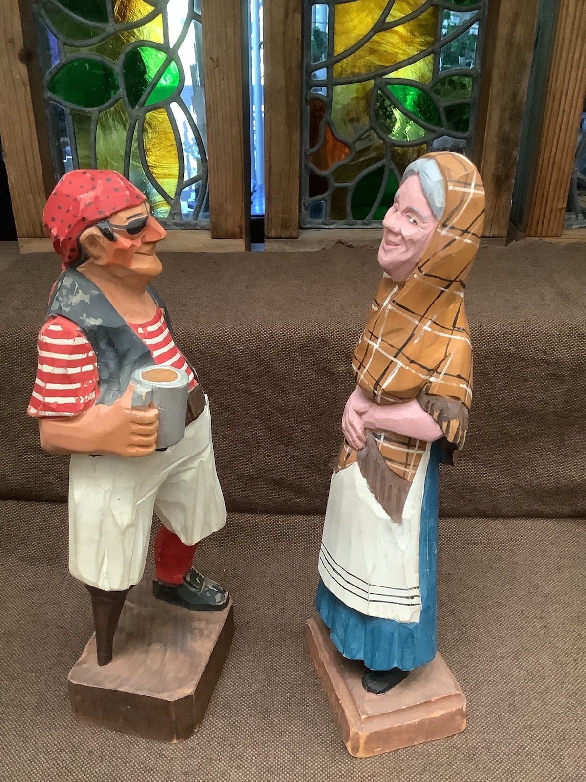 Sarah And Her Pirate Friend, Hand Carved Wooden Figures From The Hannah Family