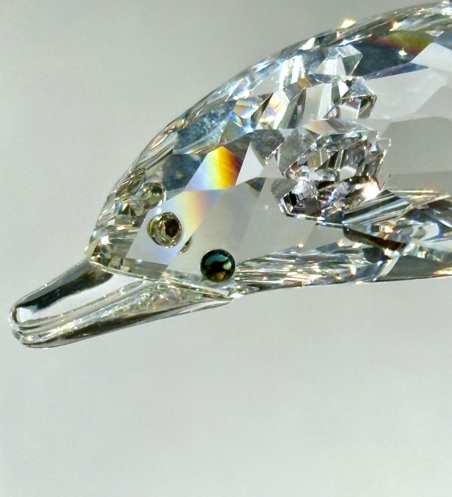 Swarovski Silver Crystal Dolphin Clear Wave Base Figurine 7644 000001 w/ Box COA