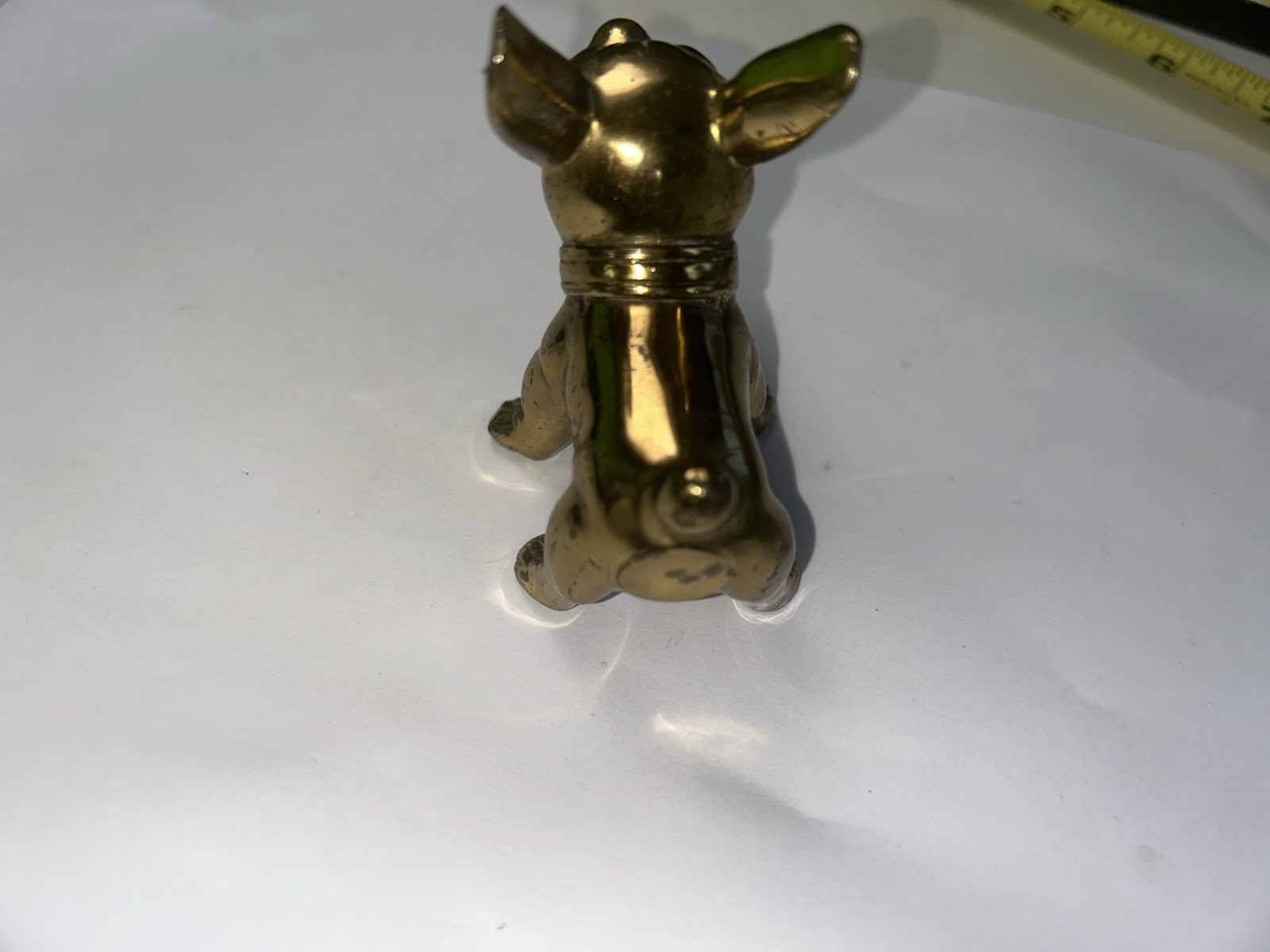 Vintage Signed French Bull Dog figure by J.B. Jennings Bros Gold-tone metal