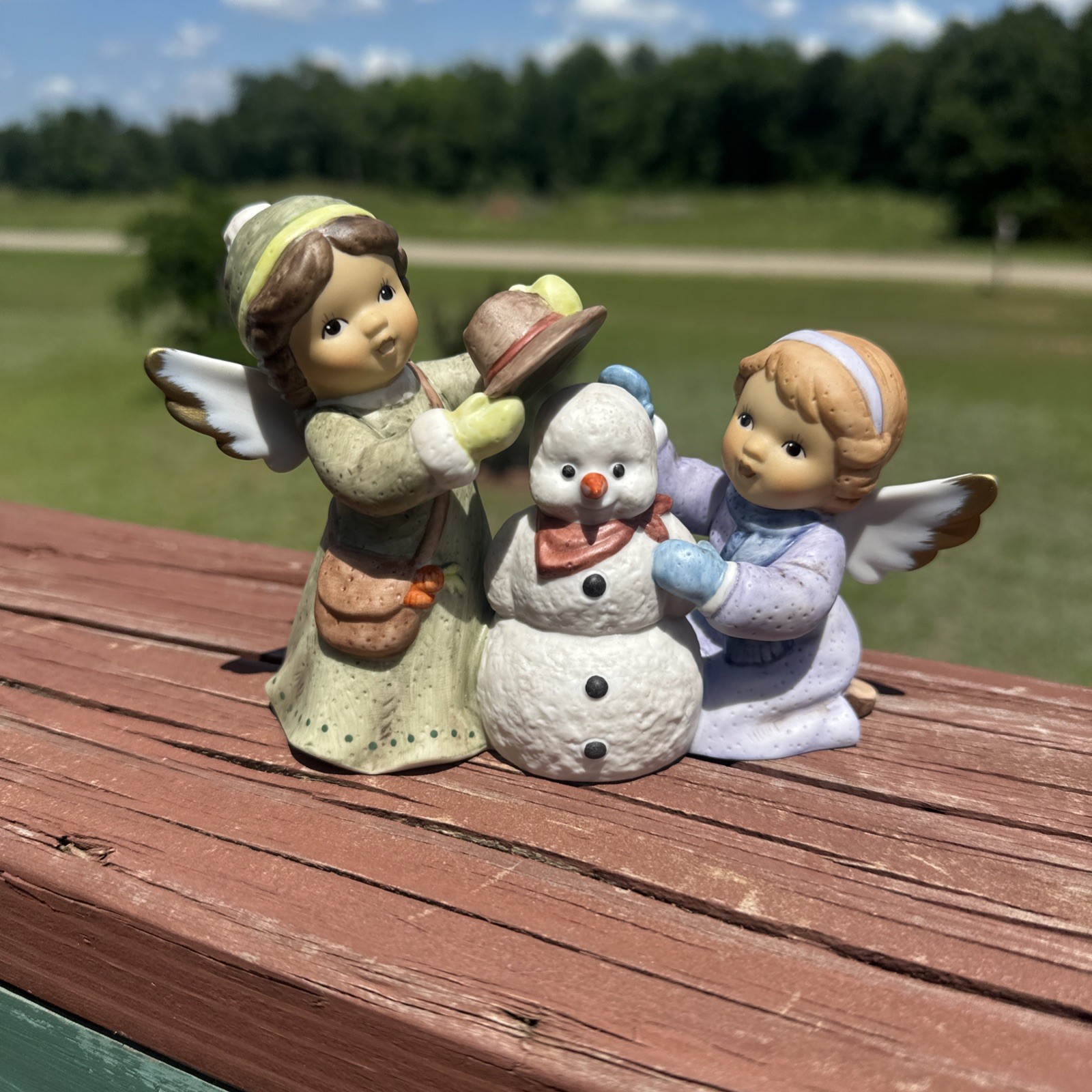 Goebel Hummel Porcelain Angels Nina Marco Building Snowman Christmas Figurine