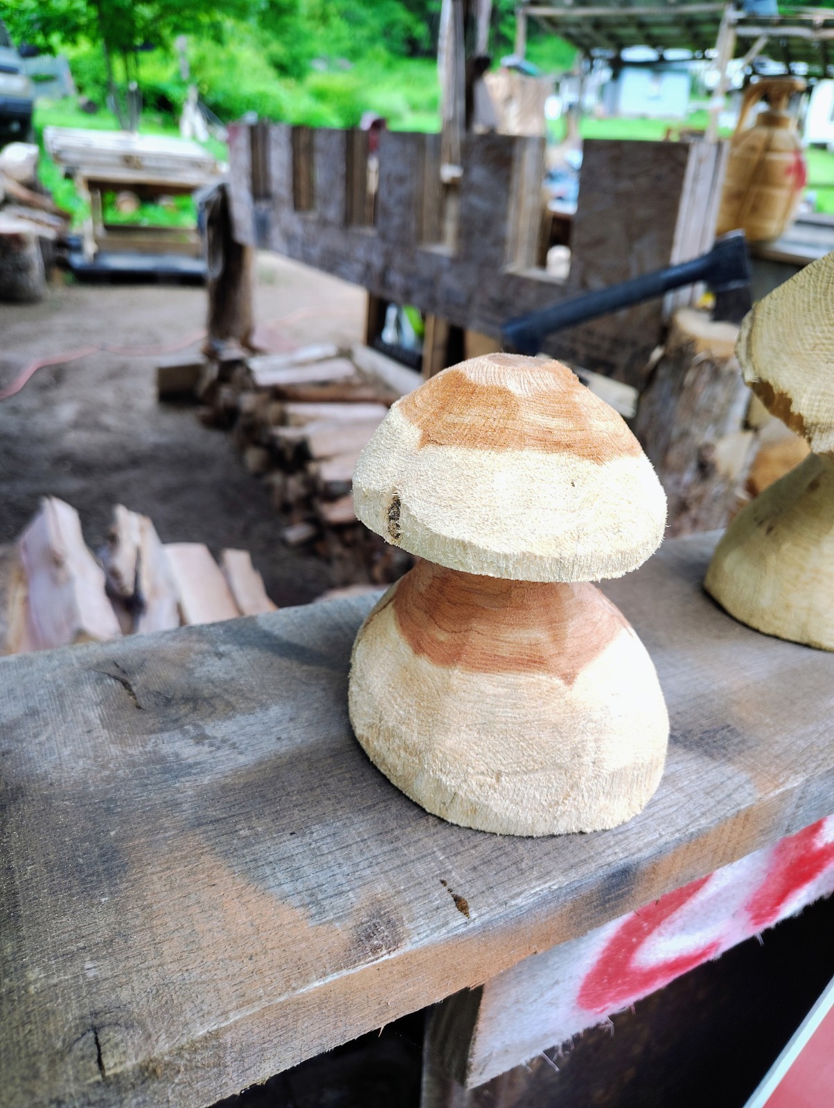 Handcrafted Mini Mushroom Sculpture Foot Tall