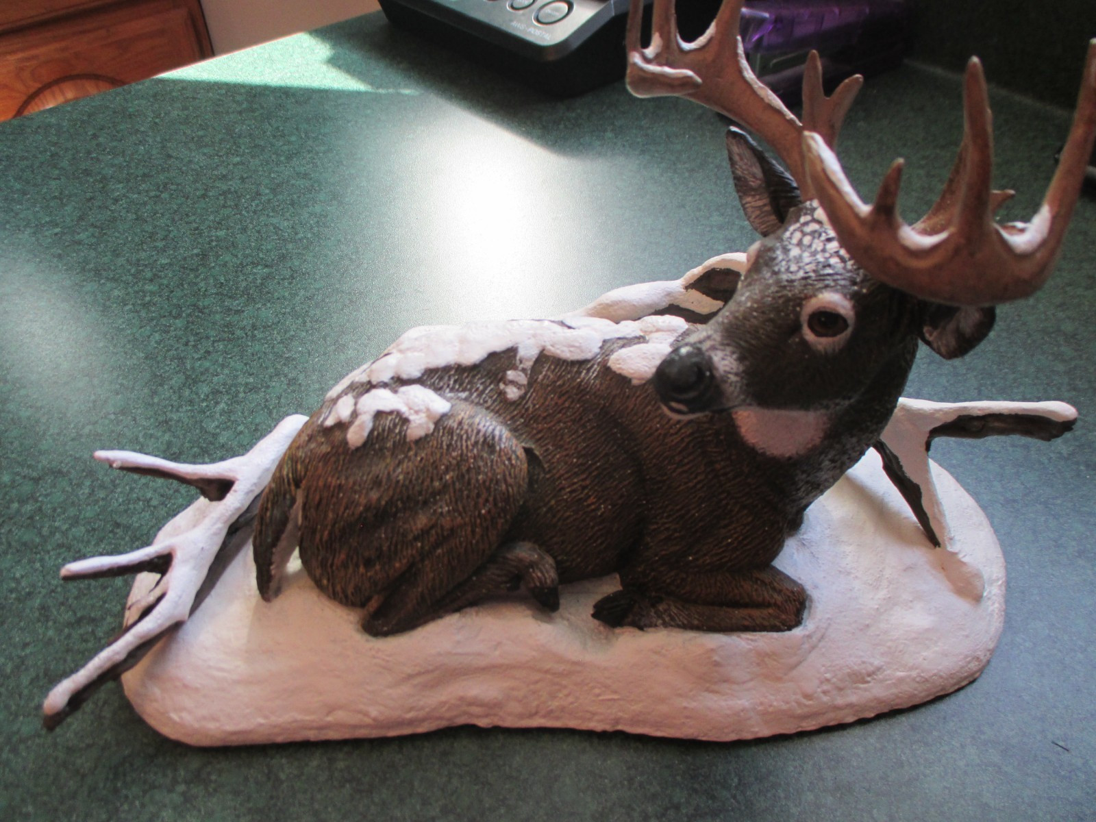 Danbury Mint White-Tailed Deer Sculpture Coll: Winter Stag Buck by Bob Travers