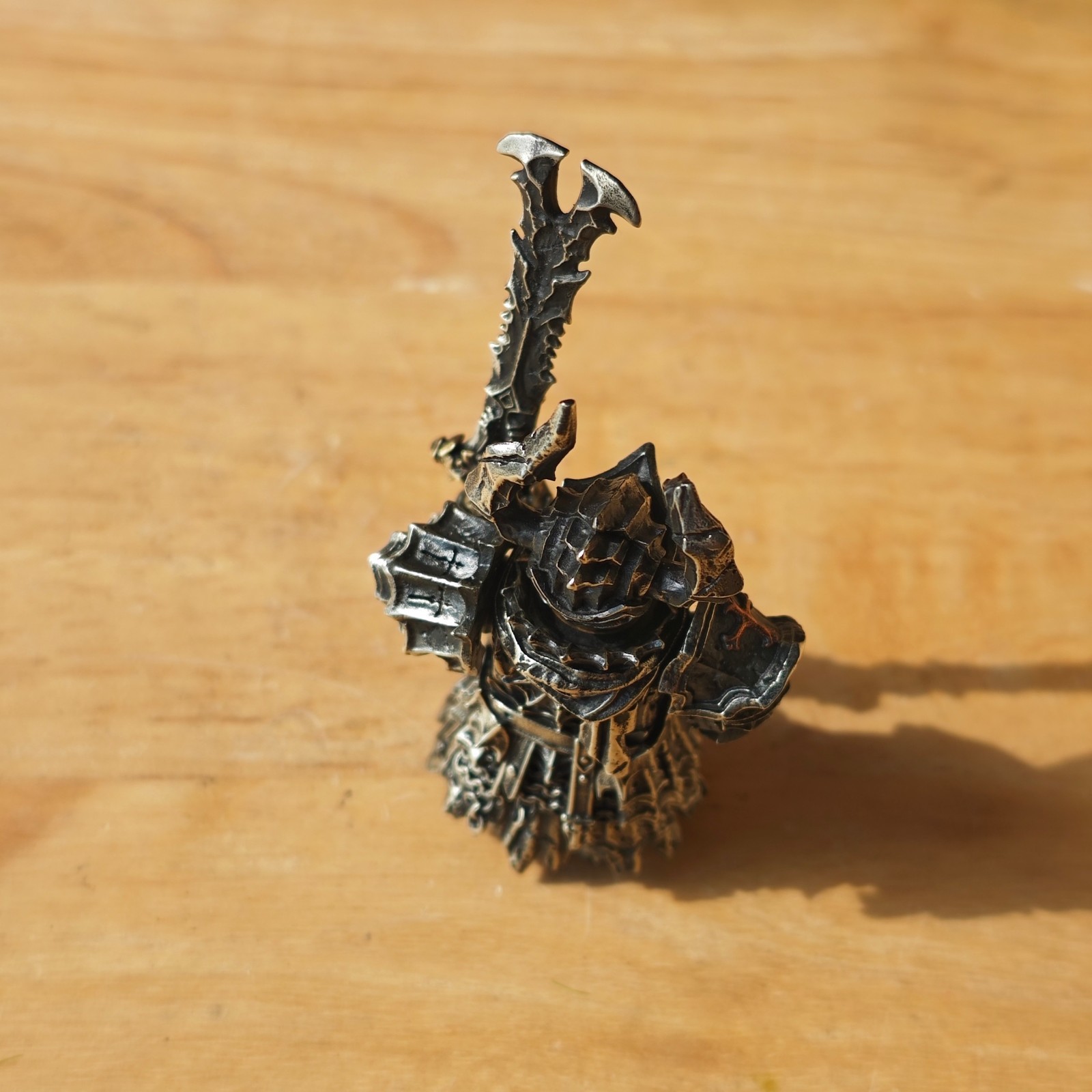 Black Knight Figurine Arnaud Raine, Handcrafted White Bronze Crusader Knight