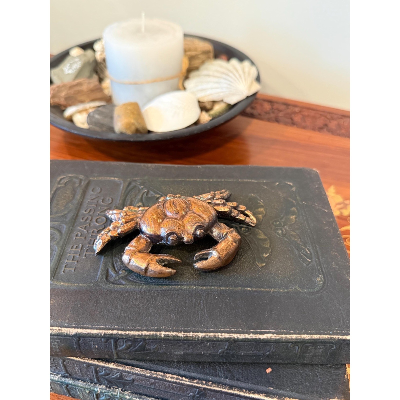 Vintage Metal Crab Figurine Coastal Beach Decor