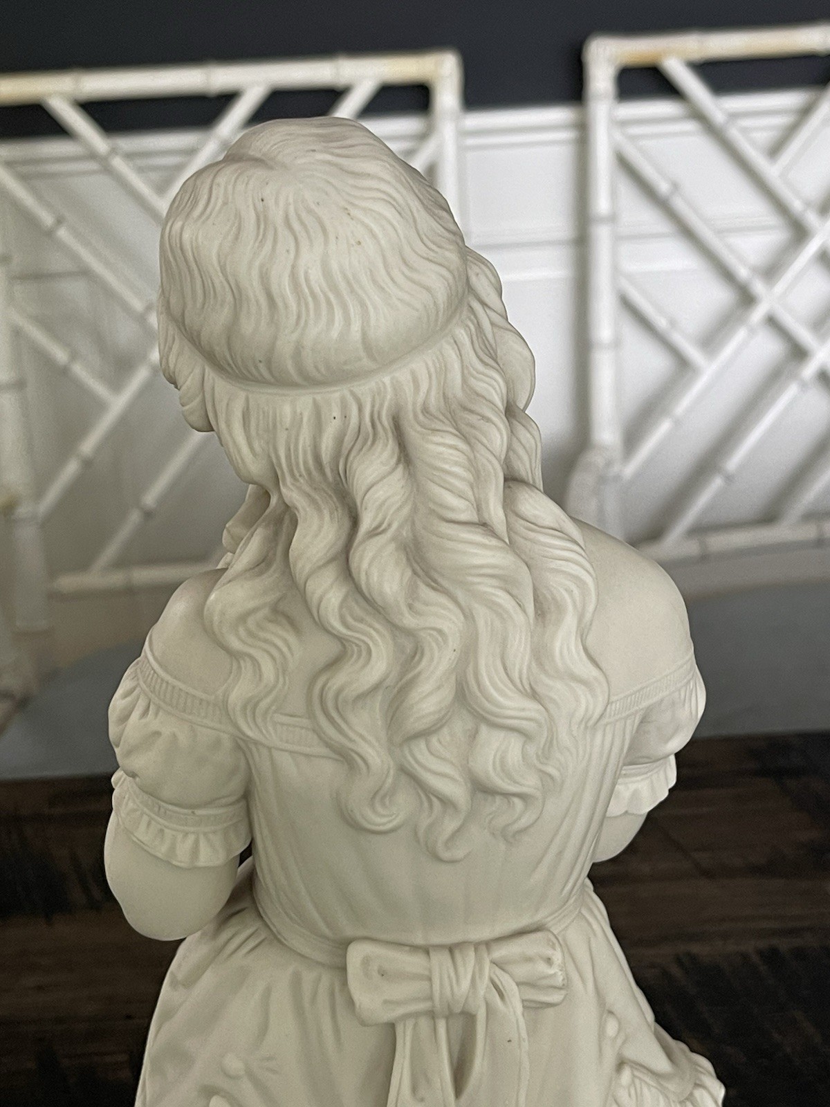 Large Bisque Porcelain Copeland Parian figure of – The Pets or Girl with Rabbit