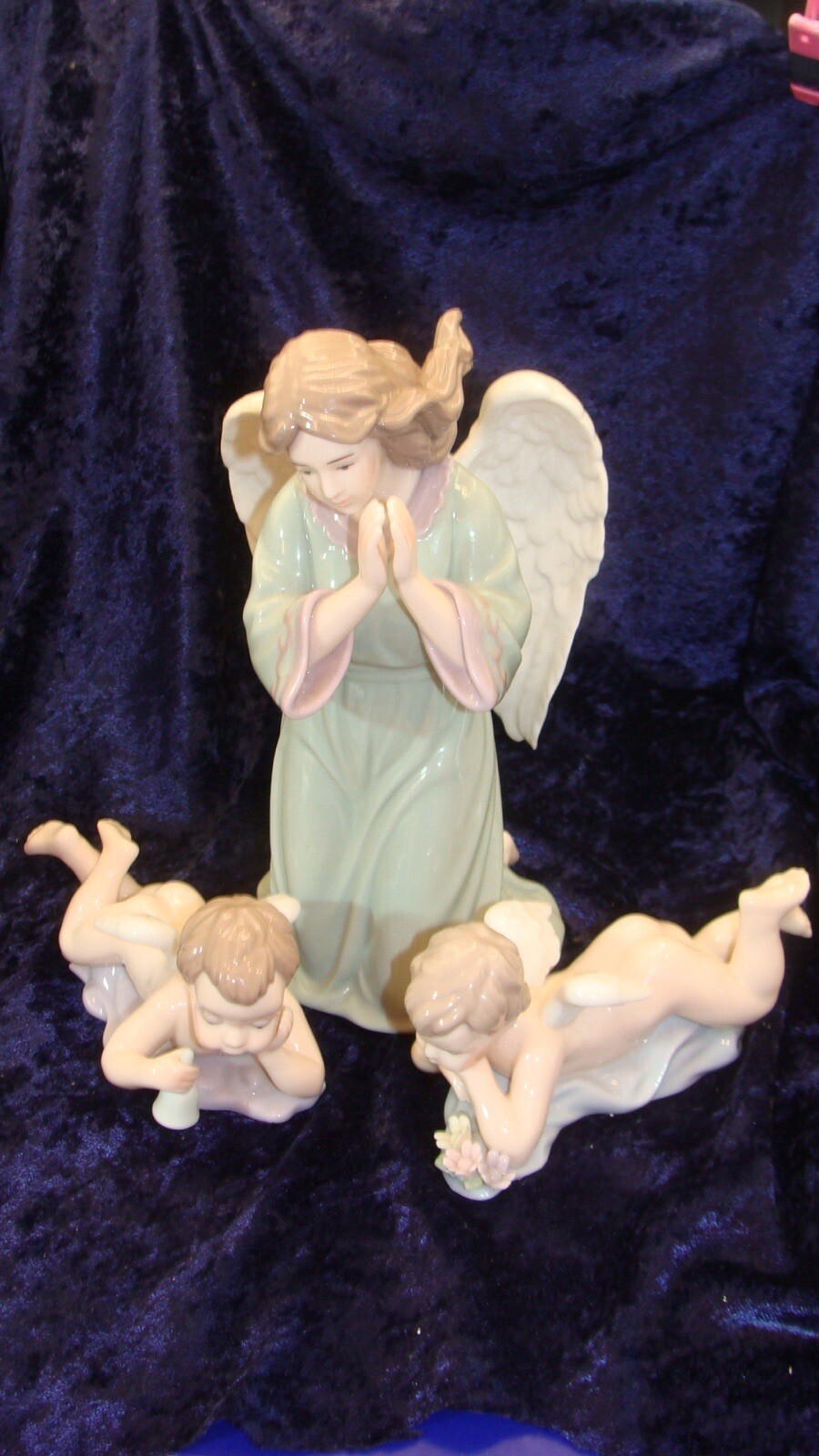 BEAUTIFUL ANGEL 8.50”x 4.75” & TWO CHERUBS 4.75”x2.75”~ HANDPAINTED~ VGC ~