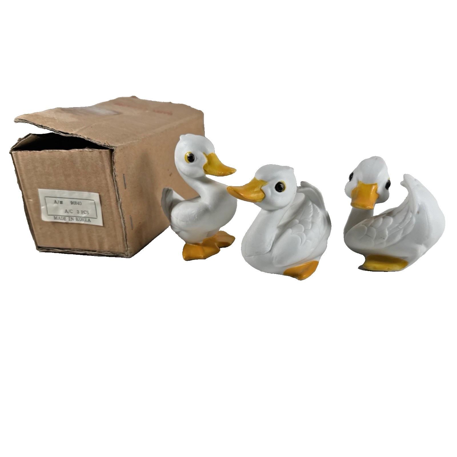 Vintage 3X NEW old STOCK in BOX Daffy Duckling Figurines Duck KOREA