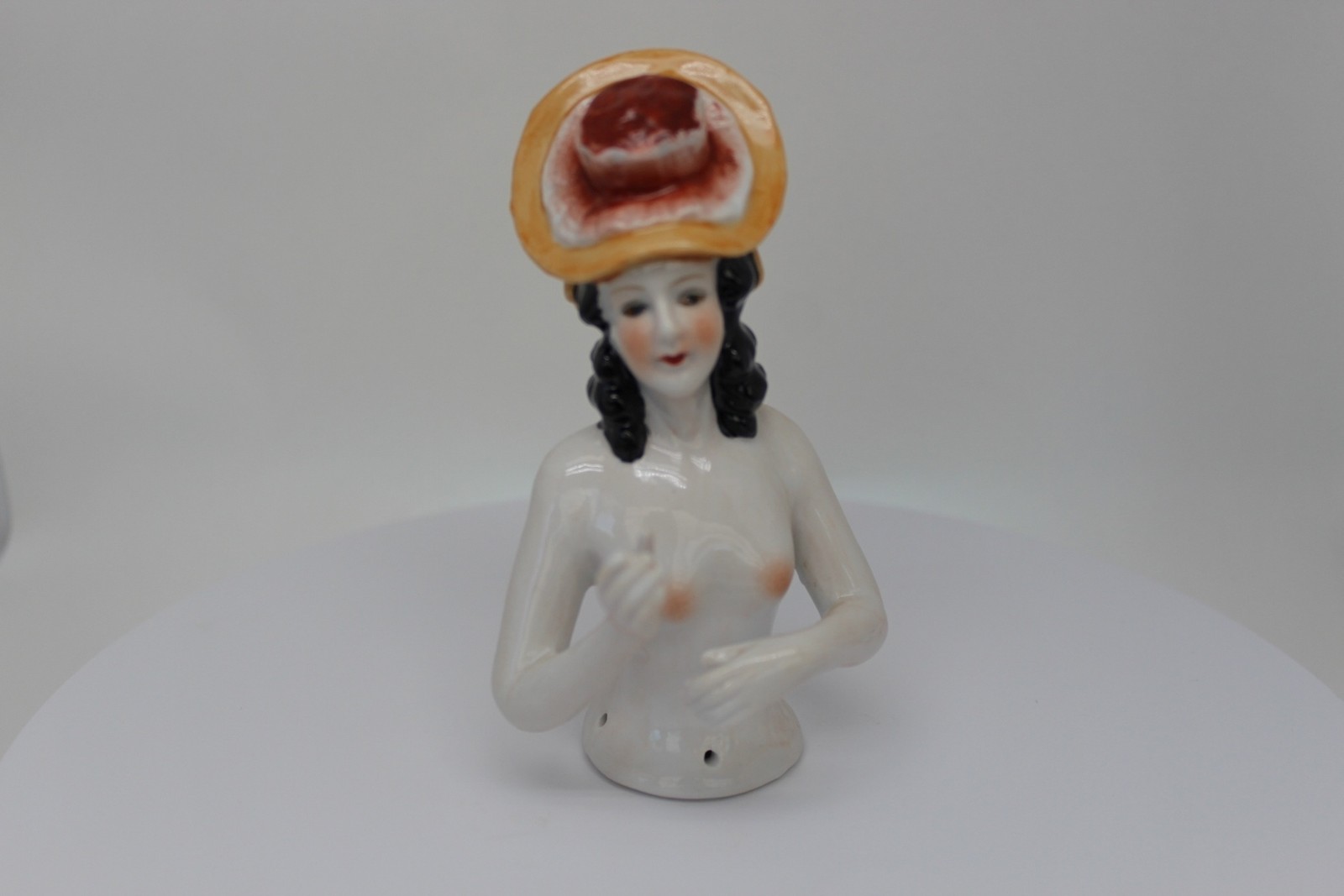 Art Deco Style Half doll Figurine Pin-up Naked Hat Half Doll Pincushion Arms Awa