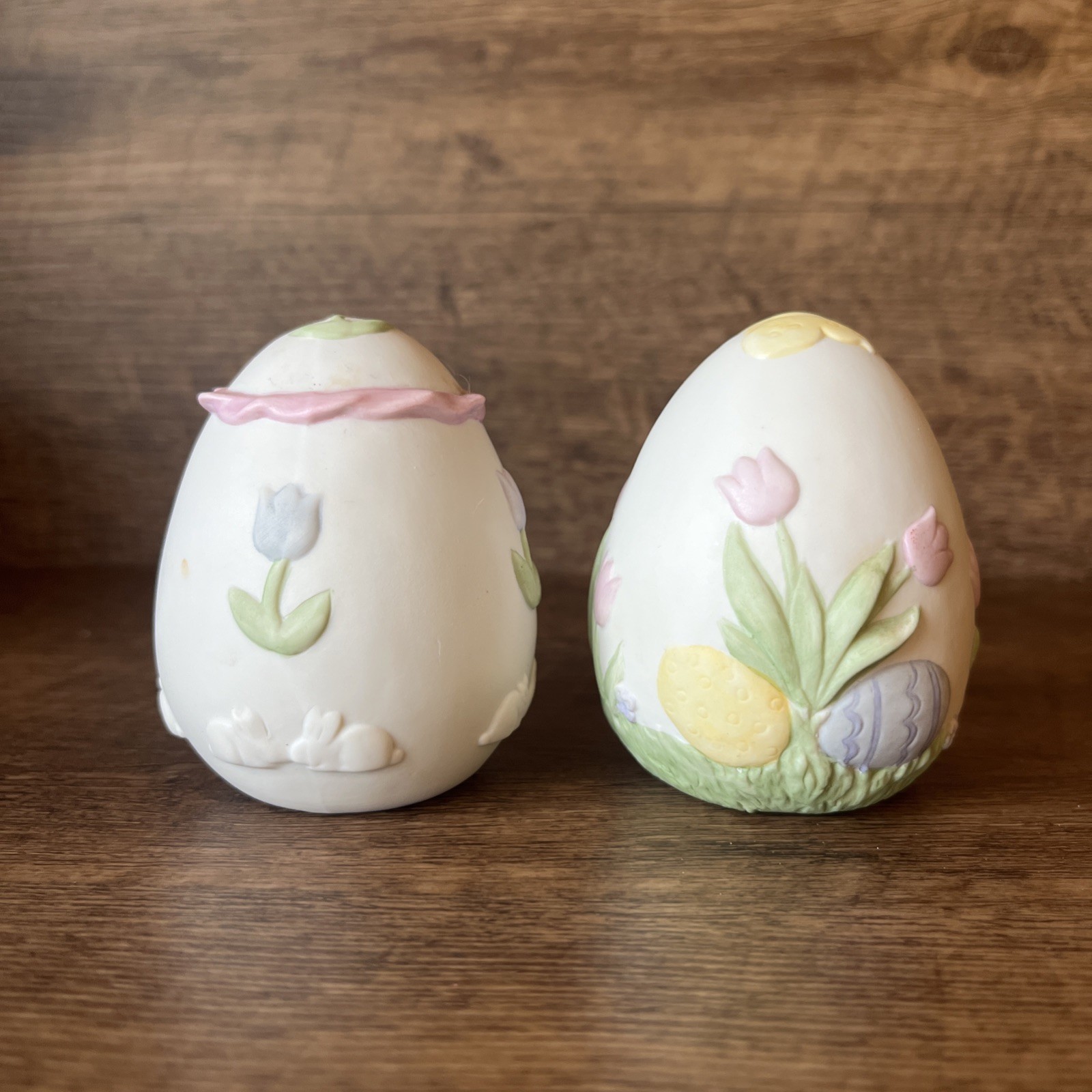 VTG RUSS Porcelain Easter Eggs I LOVE YOU & YOU’RE MY HONEY BUNNY Collectible