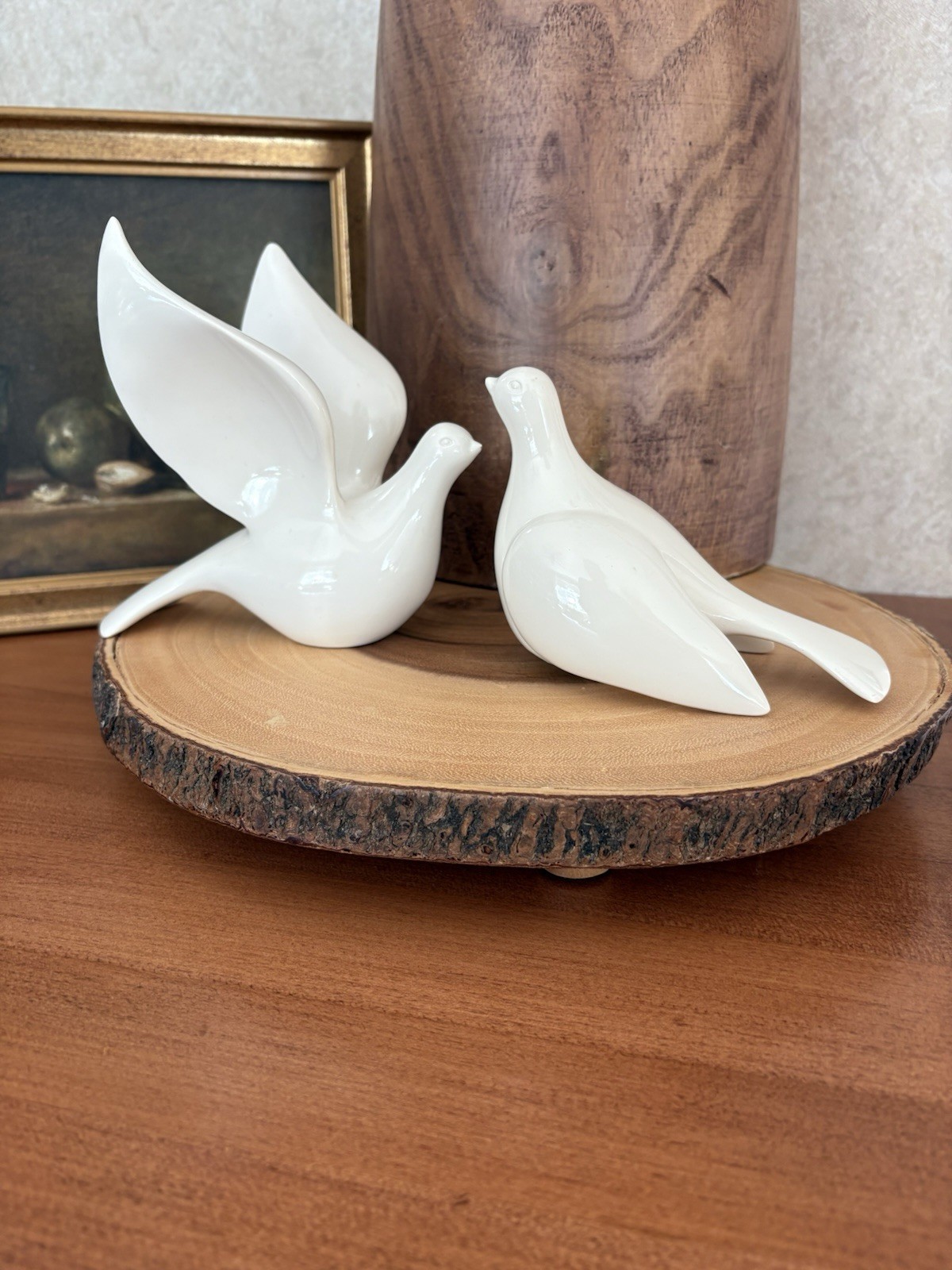 Home Interiors Doves, Porcelain, Vintage, 3” Tall, 6” Long 1998