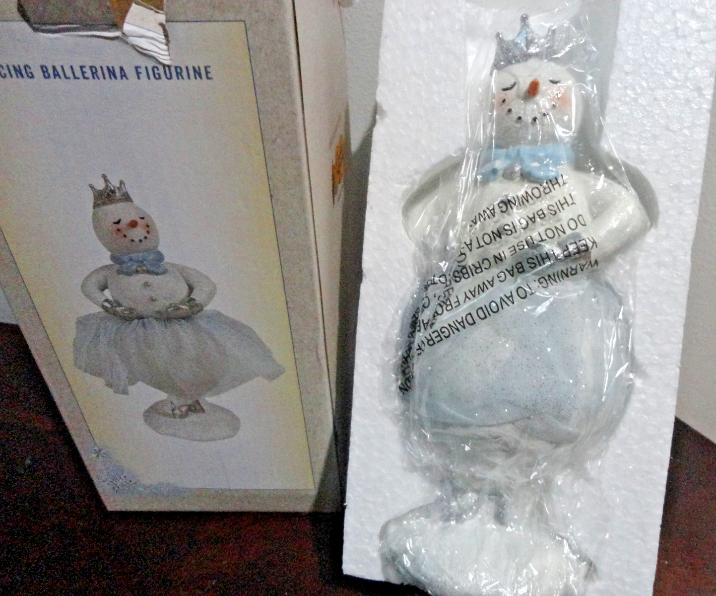 CRACKERBAREL GLITTERED RESIN DANCING BALLERINA PRINCESS SNOWMAN FIGURINE 8 3/4″H