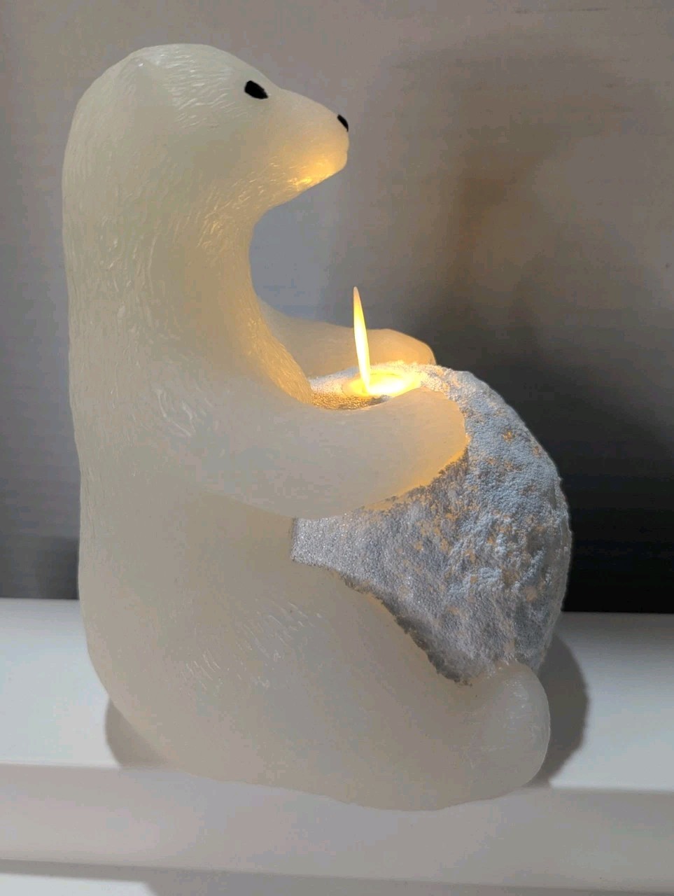 Martha Stewart Flameless Sitting Polar Bear Figural Timer Mode Fake Candle Look