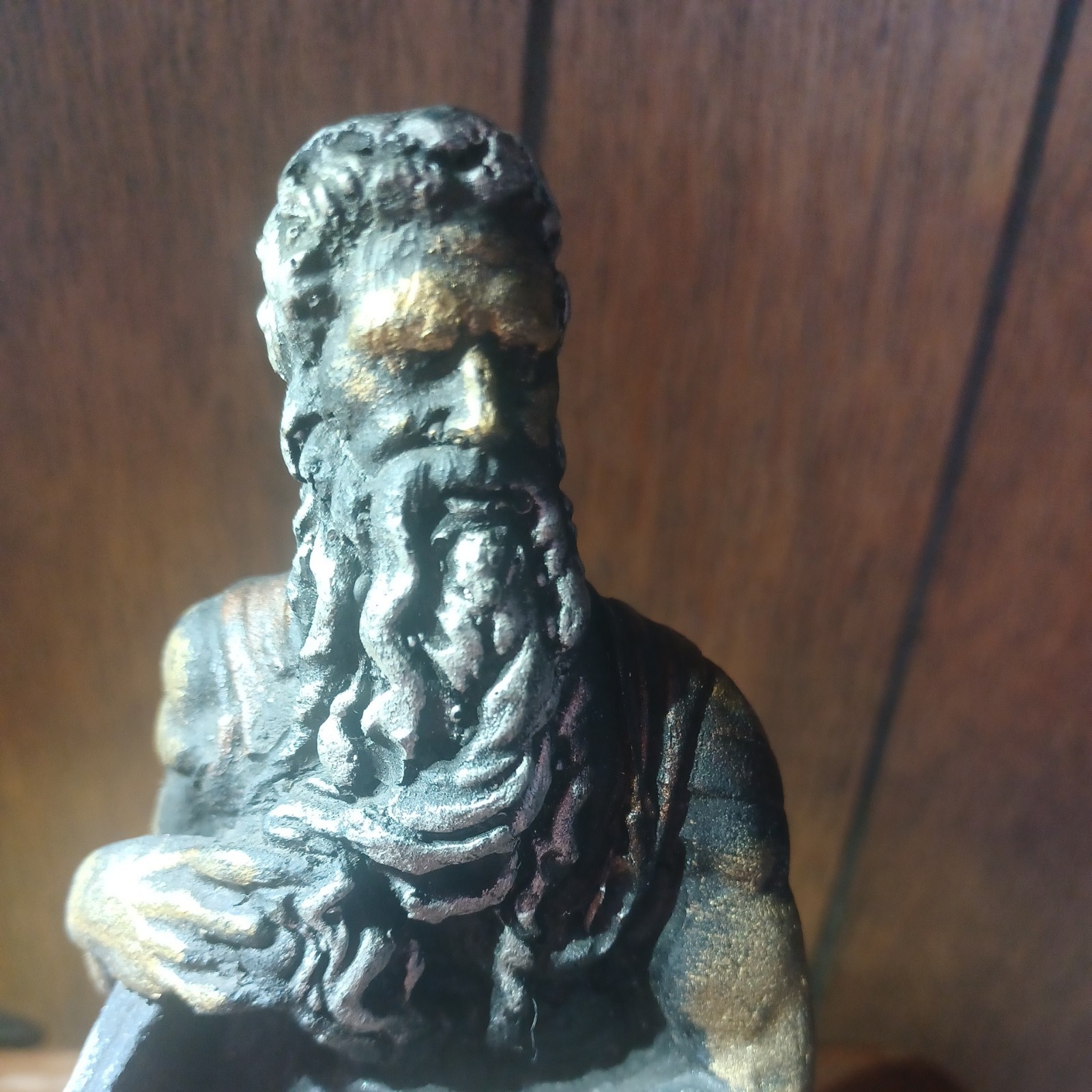 Vintage 7.5 Inch Michelangelo MOSES Sculpture Handcrafted From Coal