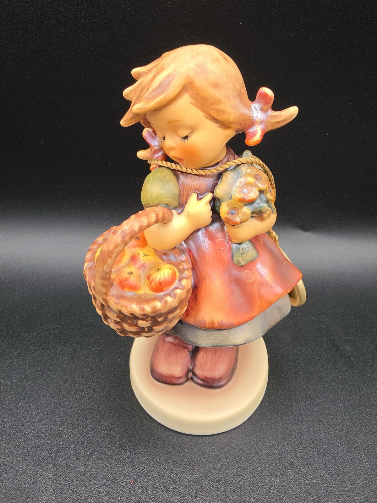 M.J. Hummel Goebel Autumn Harvest 355 W Germany 5″ TMK 5 Girl Basket Flowers