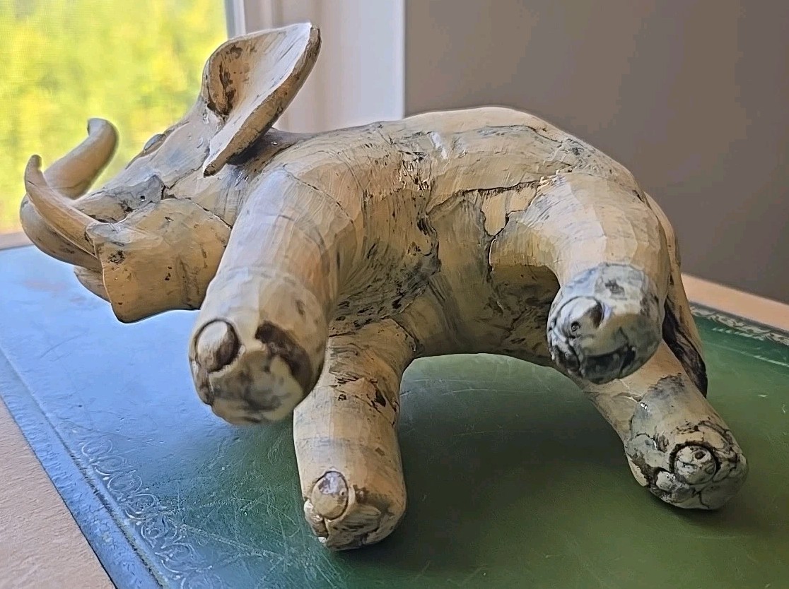 VTG Elephant Figurine Statue Marbled Look 7 1/2″ X 7″ X 4″ Lightweight