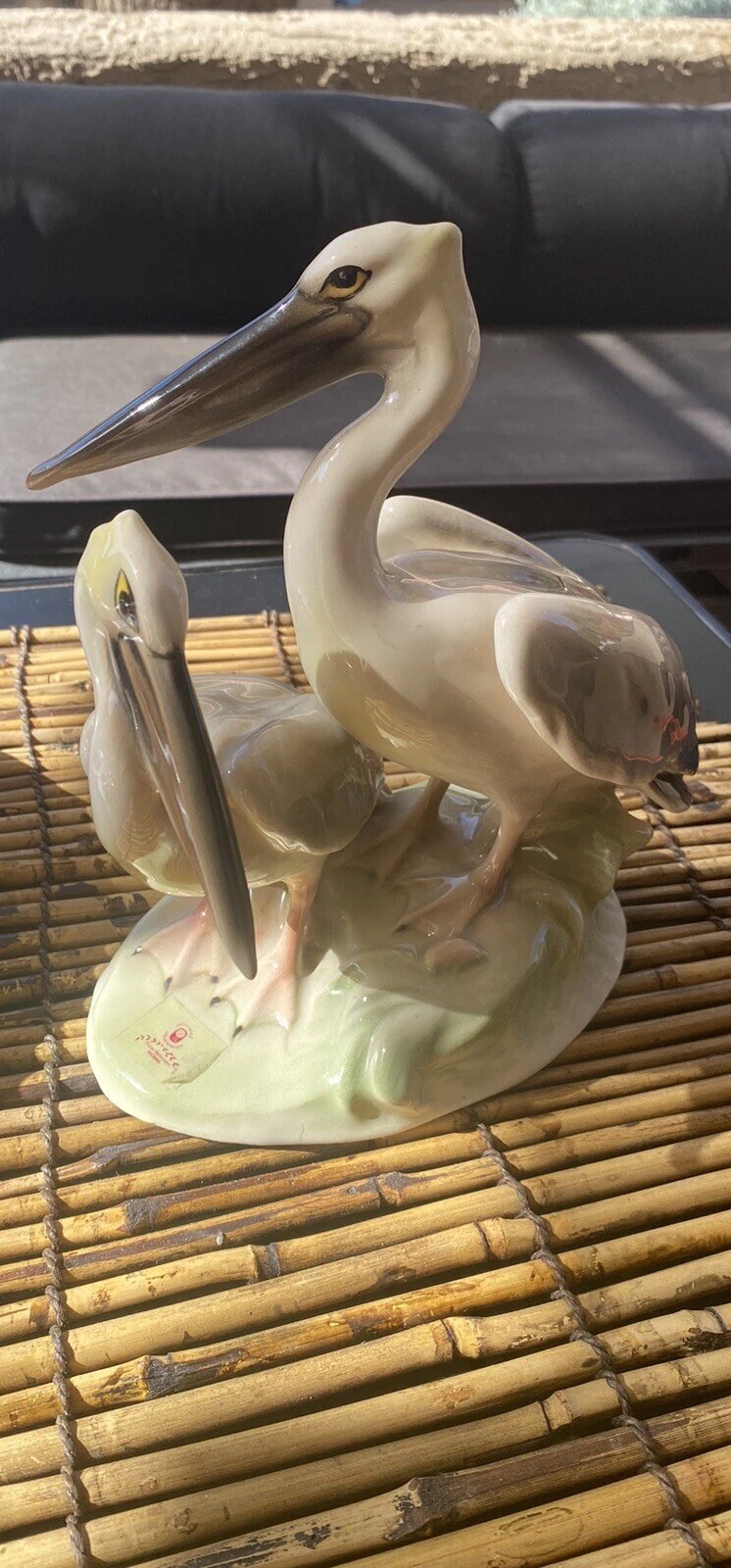 Keramos Wien Austria Signed Royal Belvedere Porcelain Pelicans Vintage Figurine