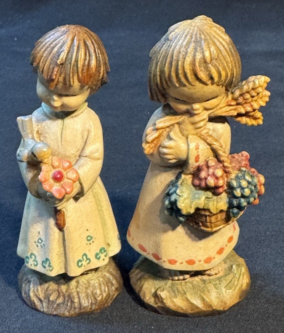 ANRI Made in Italy Figurine First Blossom and Juan Ferrandiz Harvest Girl 3.25″