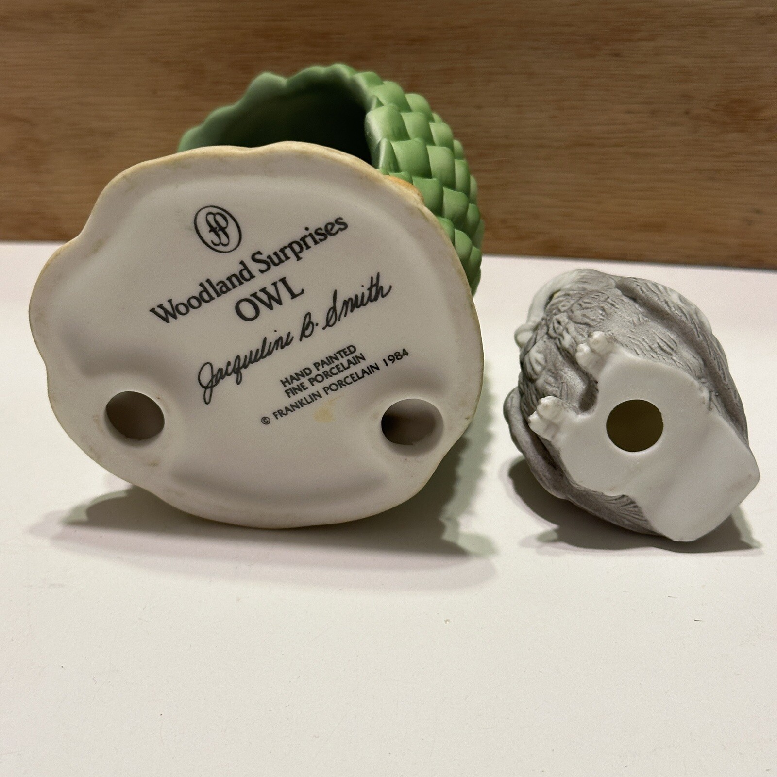 Woodland Surprises Figurine Owl Cactus Jacqueline B Smith 1984 Porcelain