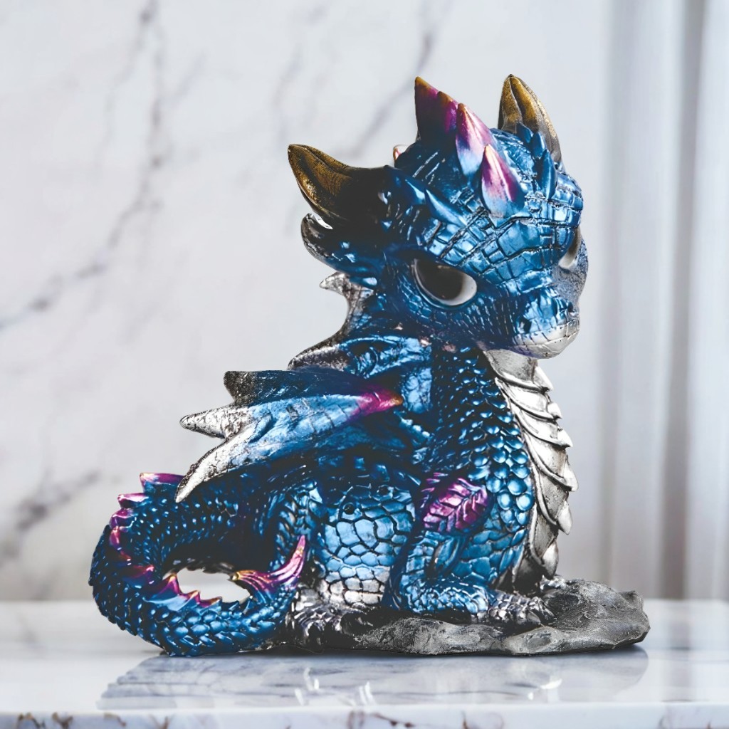 Blue Cute Dragon Figurine 5″H Ornament Unique Gift Home Decor