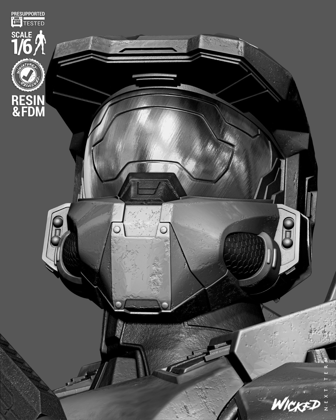Master Chief – Halo 1/6 Scale Figure Statue 3D Print Model Kit Unpainted