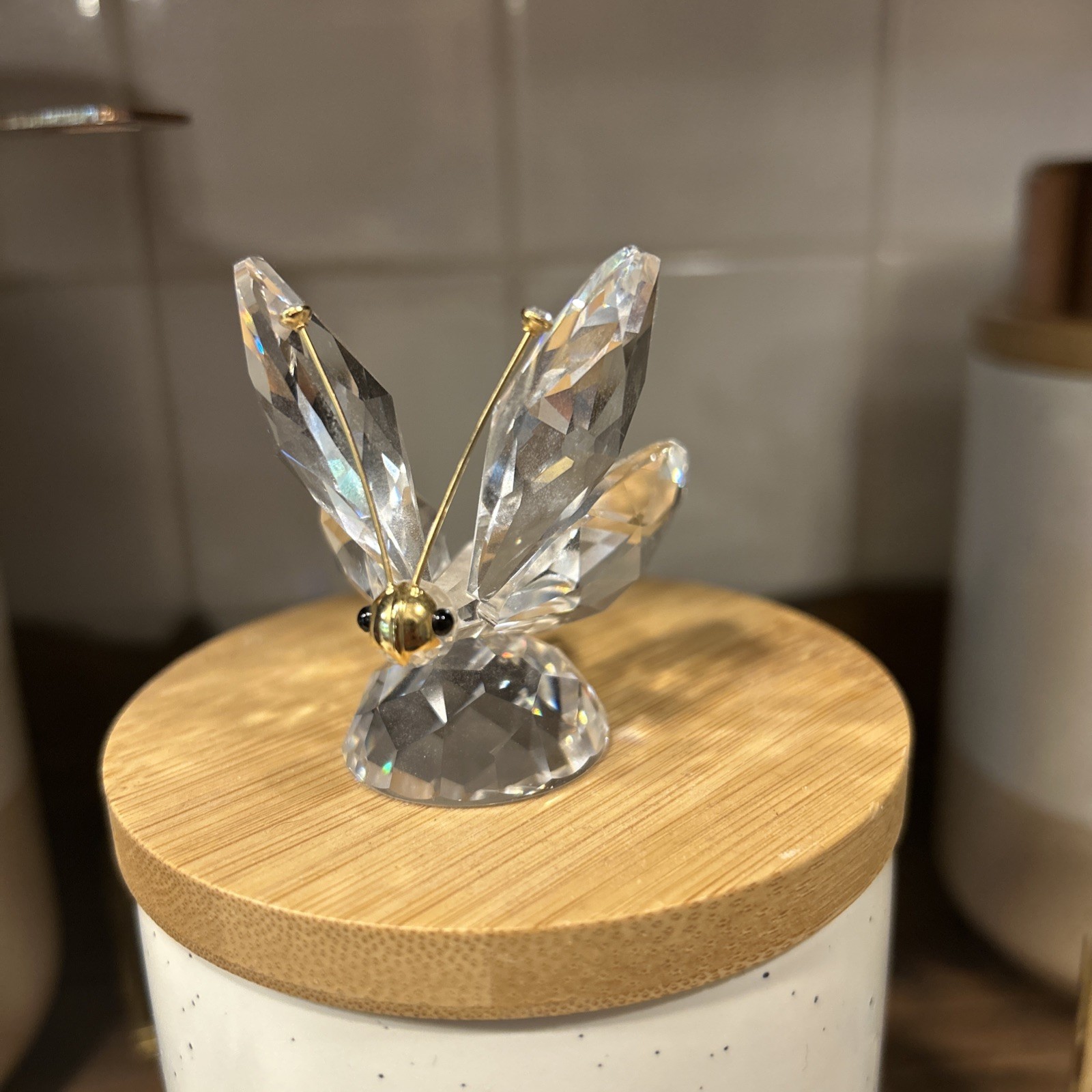 Retired Swarovski Crystal Mini Butterfly In A Summer Meadow Gold Mask 1.25″
