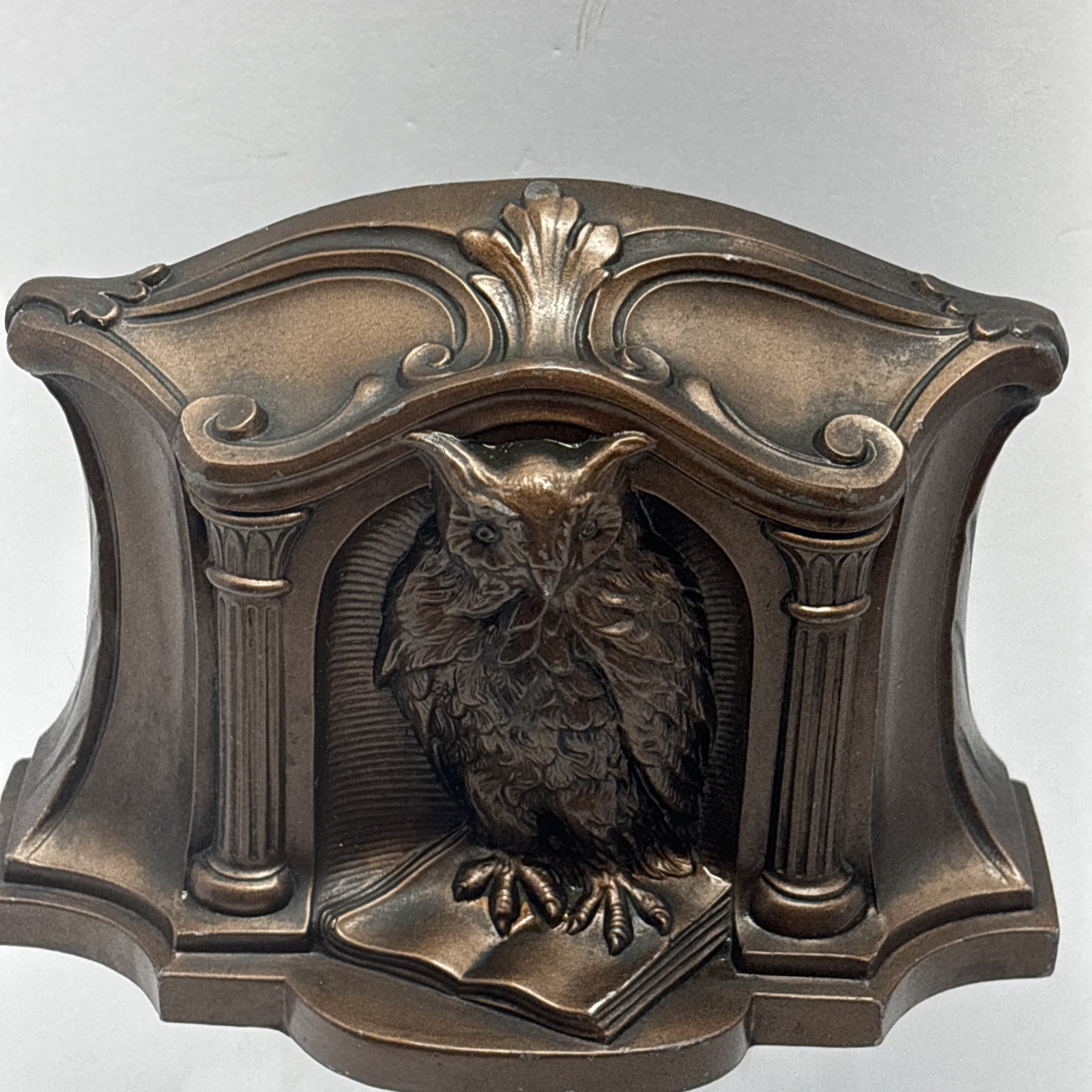 Vintage Cast Metal Owl on Books Doorstop? Bookend? Library Decor? Pattern 506