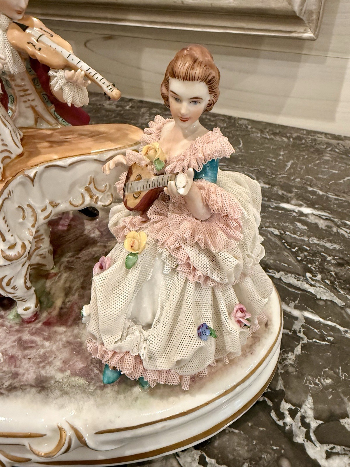 Dresden Muller Volkstedt Porcelain Figurine Musical Family Large