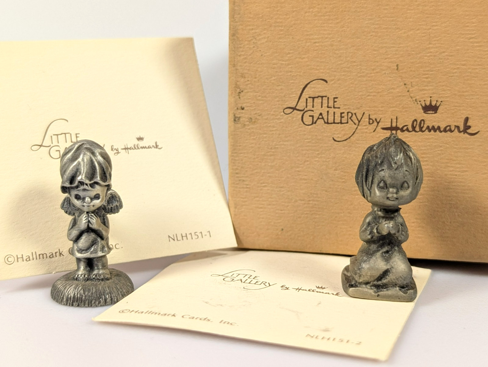 Vtg Hallmark Little Gallery Pewter Figurines LOT Betsey’s Prayer & God Bless You