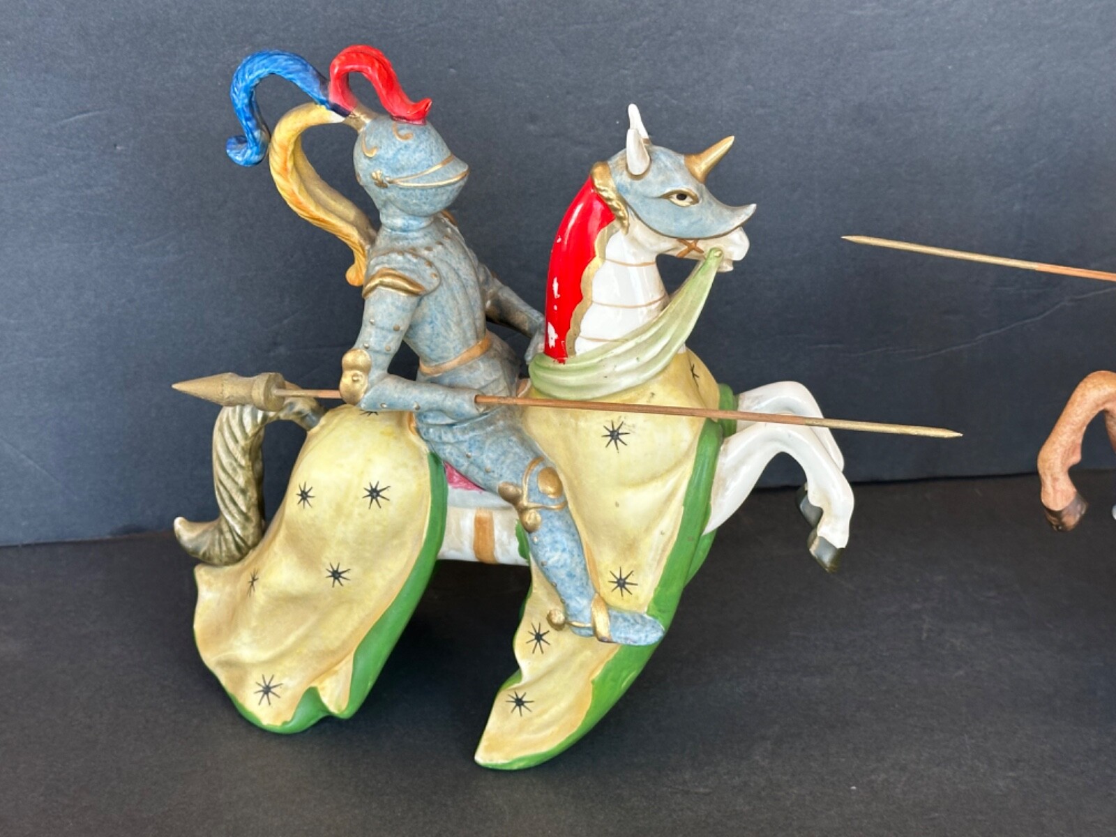VINTAGE Ceramic Medieval Jousting Knights Figurines Set Andrea by Sadek
