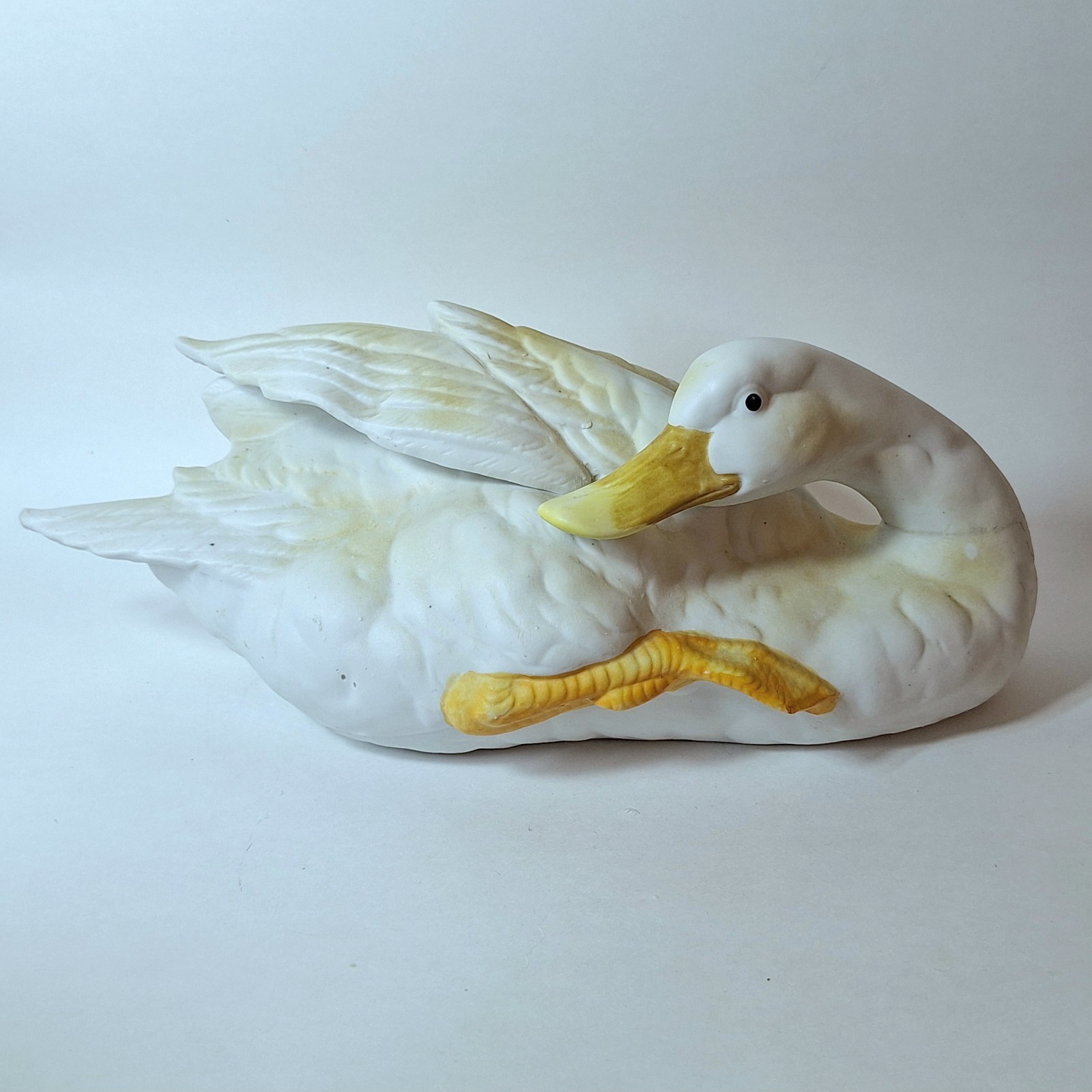 Vintage Artmark / Silvestri Nesting Duck Goose Bisque Porcelain Figure 14”