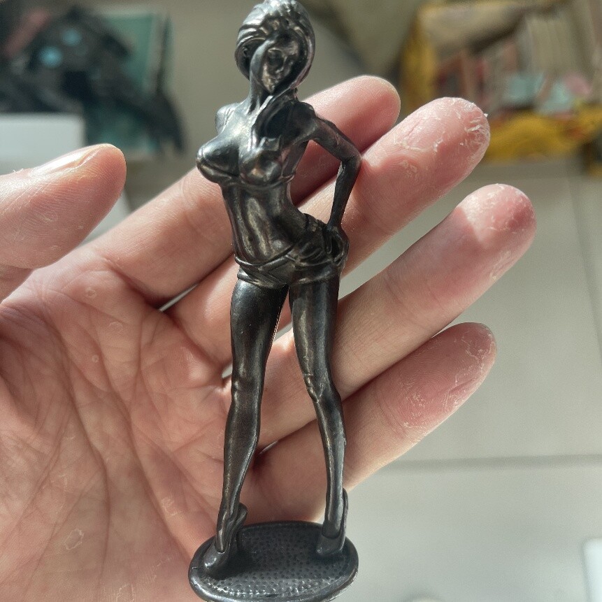 4.1inch Black Solid Brass Beauty Model Sexy Portrait Singer Ornament Model