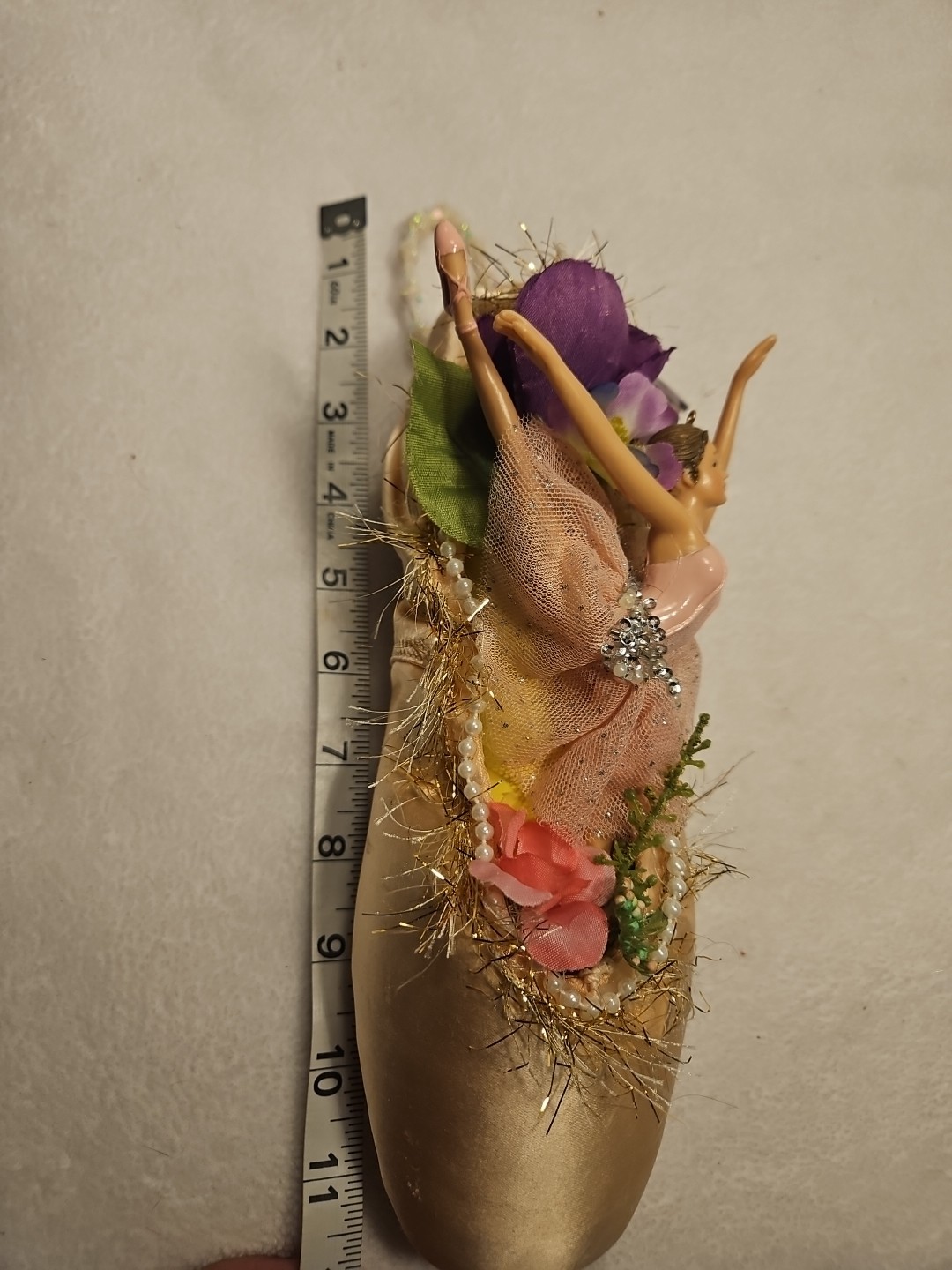 Decorative Point Shoe Ballerina Ornament With Butterfly Vintage