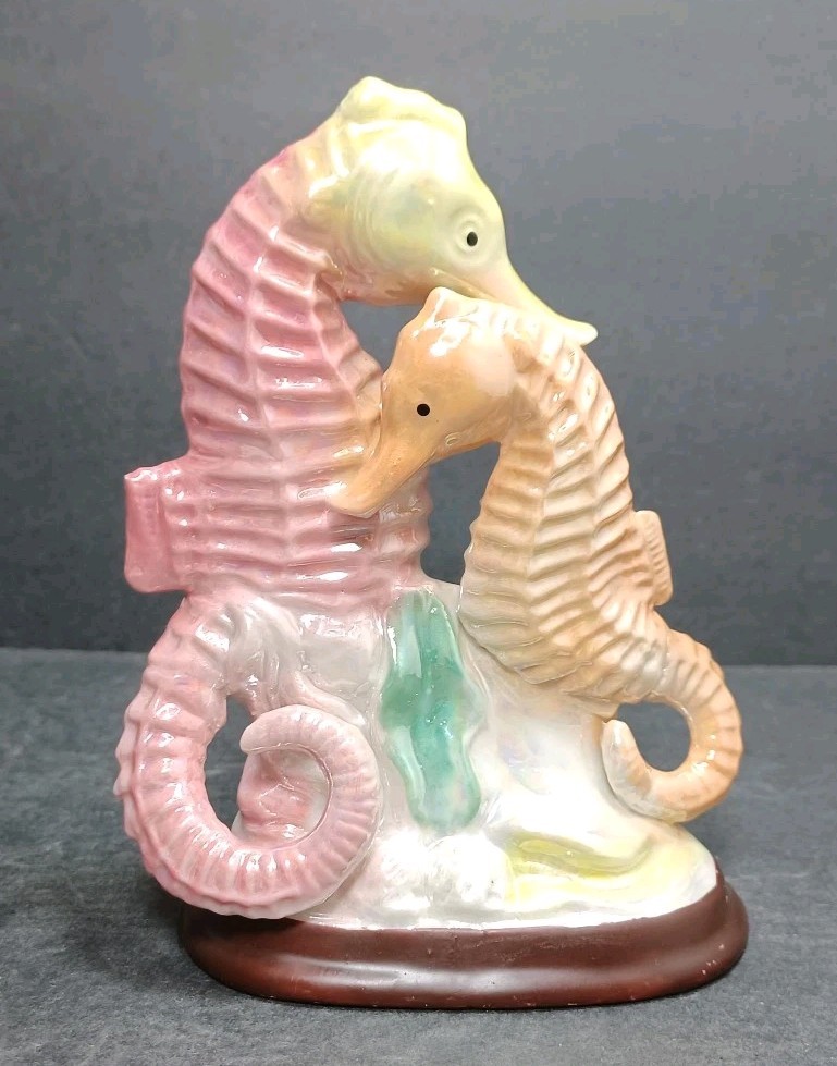 K’s Collection Seahorse Figurine Iridescent Pastel Sealife Ceramic Decor