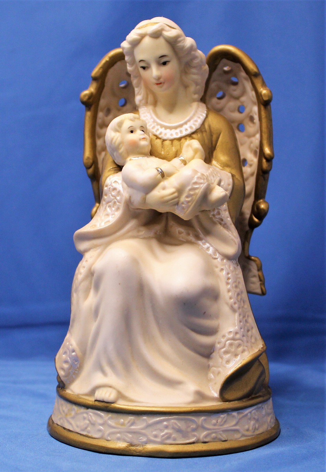 Angel Holding Baby Musical “Silent Night” Figurine Statue 8.5 inches