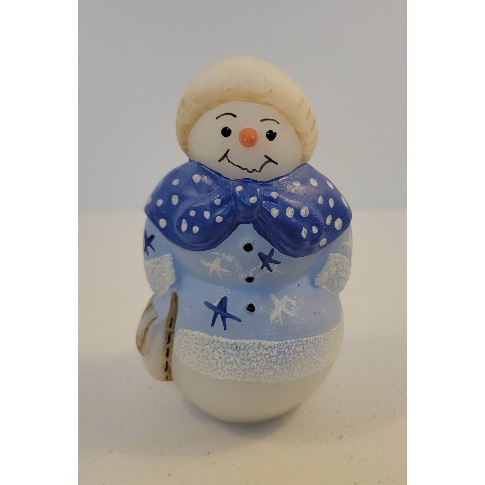 Fenton Glass Snow Lady Woman Hand-Painted 3.75″H Signed A. Rogers