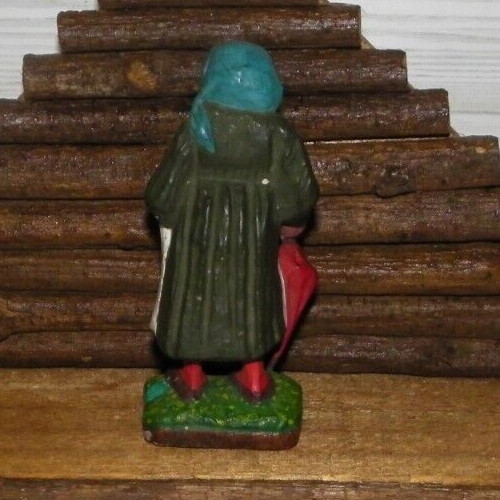 Vintage ~ Old Woman With Umbrella Syroco Multi Color Wood Resin 4-1/8″ Figurine