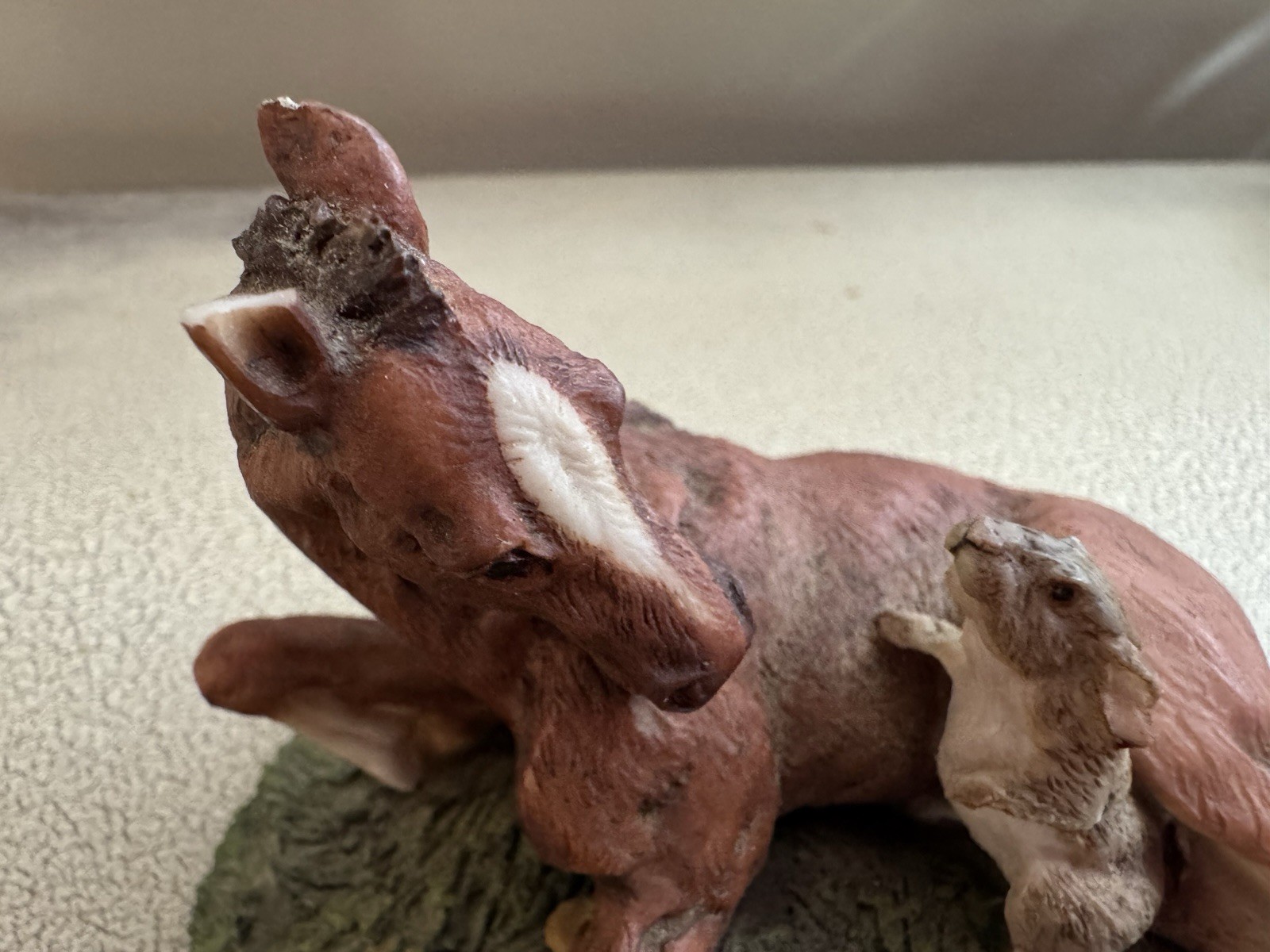 Hand Crafted England Horse & Bunny Figurine Wildlife Sculpture 5” Resin Vintage